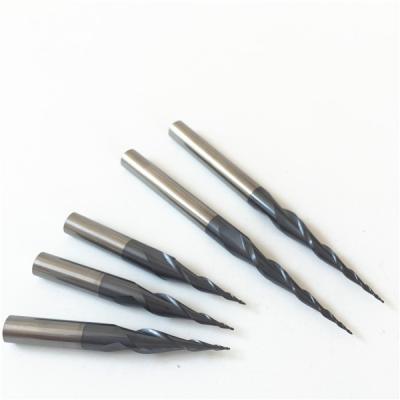 China Taper Carbide End Mill Solid Carbide 2 Flutes Tapered Ball Nose Router Bits For Wood Plywood Cutting Tools for sale