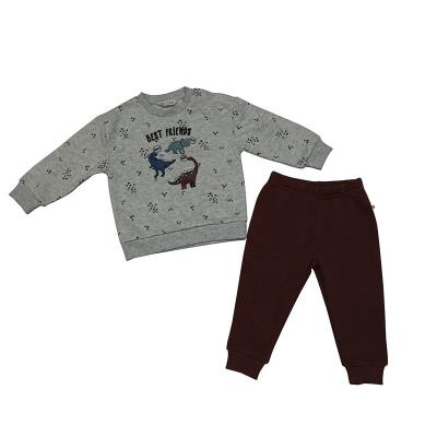 China Anti-Shrink Baby Boys Girl Fall Clothing Sets Kids Sports Dinosaur Sweatshirt Pants 2Pcs Suits Baby Clothes Sets for sale