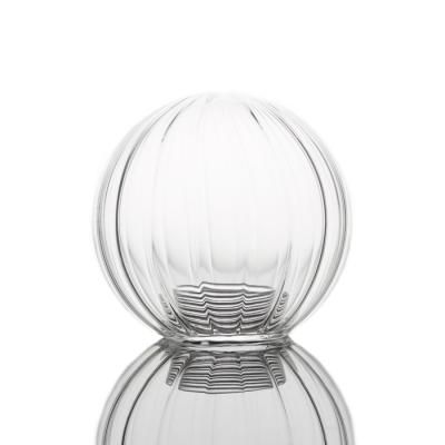China Custom Clear Round High Glass Globe Inside Screw Striped Lines Glass Shade for sale