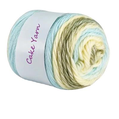 China High quality Acrylic Cotton Wool Blended Color 100g/roll Rainbow Cake Yarn for Crochet for sale
