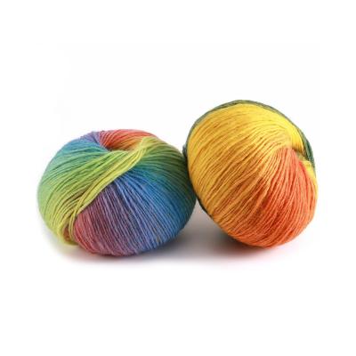 China High quality 50g/ball hand knitting rainbow color fancy yarn wool yarn for knitting for sale