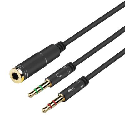 China CTIA 2 Male To 1 Femal 30cm AUX Extension 3.5mm Audio Cable for sale