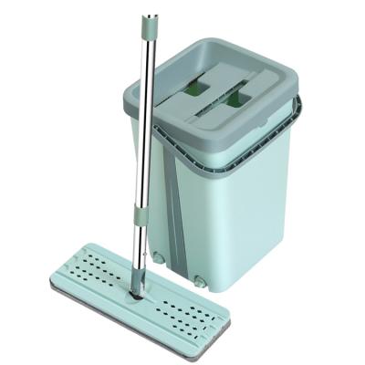 China Sustainable 360 Degree Hand Wash Free Squeeze Magic Floor Convenience Free Wash Mop Magic Flat Mop With Bucket for sale