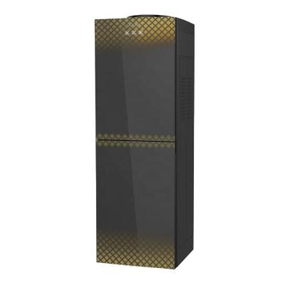 China Luxury Hotel Door Cool&Hot Water Dispenser Design 2 Temperature Settings Flat Glass Top Loading Compressor Cooling For Home Office for sale