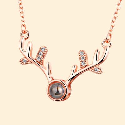 China Europe and the United States / Pendant Necklace / 2022 Fashion 100 Languages Gifts 100 Day Valentines Day Fashion Necklace I Love You Rose Gold Love Memory Zircon Projection for sale