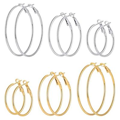 China 2022 TRENDY Hypoallergenic Geometric Stainless Steel Circle Buckle Earrings Set For Women Girls for sale