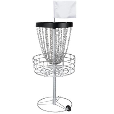 China Portable Hot-dipped Galvanized Disc Golf Basket With White Square Flag for sale