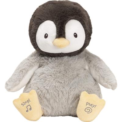 China Music/Voice 10 Inch Gray Flying Kiss Penguin Stuffed Black White Plush Toys for sale