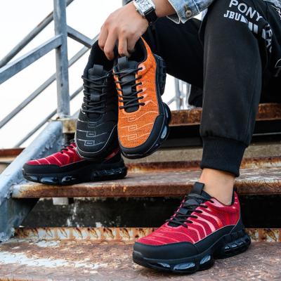 Cina Scarpe di sicurezza a maglia volante con punta d'acciaio anti-sfaccettatura Kevlar anti-coltello Suola cuscinata ad aria in vendita