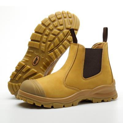 China Wheat Genuine Leather Cowhide Steel Toe Security Boots ODM for sale