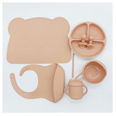 China Wholesale Baby Products Baby Feeding Set Silicone 7 Pcs Baby Feeding Utensils Set Soft Baby Spoon Fork Spoon BPA Set Feeding for sale