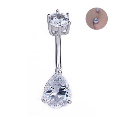 China CLASSIC 925 Sterling Silver Double Gem Navel Piercing Sexy Belly Button Ring For Women Body Jewelry for sale