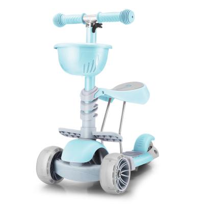 China Handlebar Height Adjustable PU Wheel Kick Scooter Kids Pulse N Turn Signal Extreme Kick n Go Scooter 3 in 1 Push Bike Kids Scooter for sale
