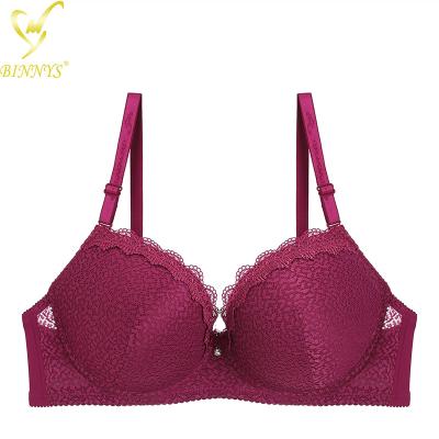 China BINNYS 34C QUICK DRY Thin Sponge 3/4 Cup Lace Back Closure Underwire Ladies Breathable Nylon Bra for sale