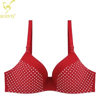 China BINNYS D cup breathable wholesale stitch printed high quality nylon full cup underwire ladies bra for sale