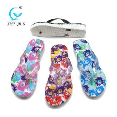 China Summer Painting Women High Heel Fancy Sole Rubber Sexy Casual Anti-Slippery Slippers Flip Flops for sale