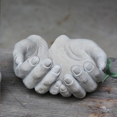 China CLASSIC Home and Garden Hand Shape Decorative Indoor Cement Made Succulent Plant Flower Pots and Planters for sale