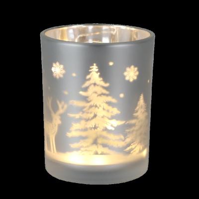 China Indoor Christmas Decorative Glass Decoration Light Micro LED Wire Cup Pattern White Matte Christmas Decoration Battery Operated for sale