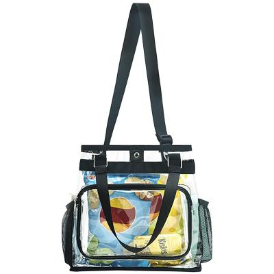 China PVC plastic zippered shopping bag with layered mesh that can deposit a basketball sports backpack for sale