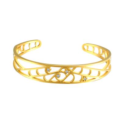 China Hot Selling Environmentally Friendly Retro Hollow Personality Diamond Stainless Steel Jewelry Adjustable Trend Temperament Bracelet Female Bracelets for sale