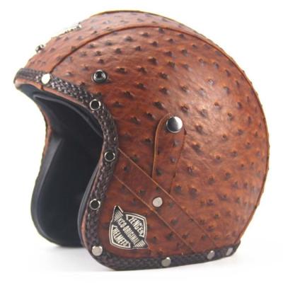Китай Поддержка OEM/ODM/Лазерная печать логотипов Retro Brown Leather Motorcycle Helmets продается