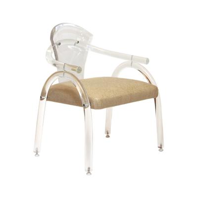 China Nordic Clear Acrylic Canvas Chair Upholstered Portable Makeup Chair Accent Chairs With Arms for sale