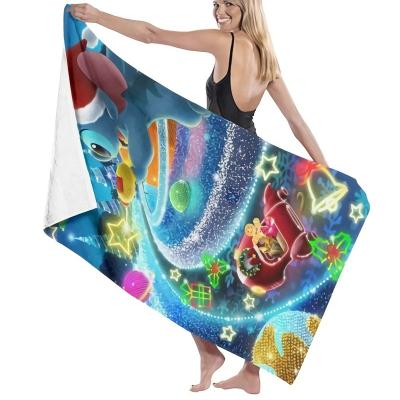 China Lilo and Stitch Fun Microfiber Cartoon Beach Towel Child Safe Oversized Camping for Kids Youth Gift 27