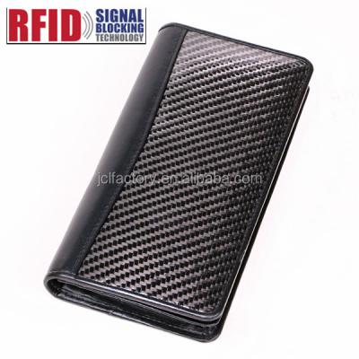 China RFID Blocking Protects Long Style Custom Carbon Fiber RFID Blocking Men Wallets for sale