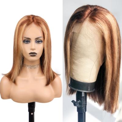 China 100% Wholesale 13*4 lace front wig hair wigs 13*4 lace closure p4/27 highlight color straight glueless wigs for sale