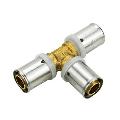China Plumbing Male Tee Brass Press Fittings Multilayer Pex Pert Pipe Press Fitting Watermark for sale