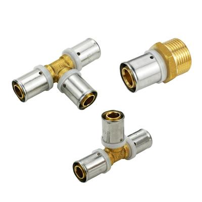 Китай OEM 1/2 дюймовый PEX латунный фитинг PEX прессовый фитинг 3/4 дюймовый равный Tee для PEX подпольной тепловой трубы продается