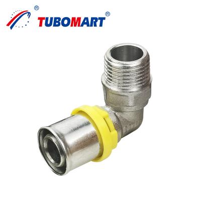 China Tubomart Composite Aluminium Pex Al Pex Pipe Brass Copper Press Gas Fittings Voor GAS-systeem Te koop