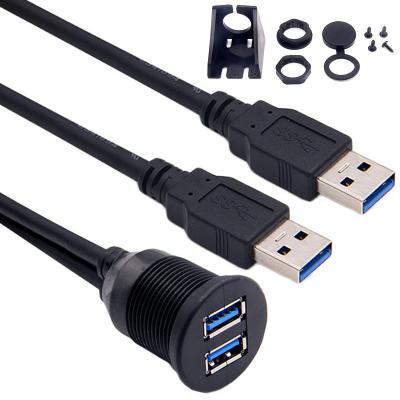 China Homem portuário duplo do adaptador da doca de USB 3,0 nivelados da montagem do painel do painel do carro ao cabo de extensão fêmea à venda