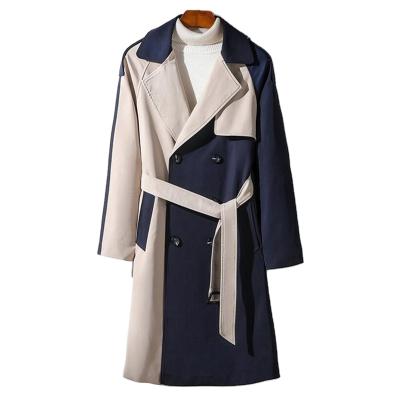 China Color Men's Anti-Wrinkle Boutique Fashion Contrast Quilted Casual Cross Gap Long Coat Jacket for sale