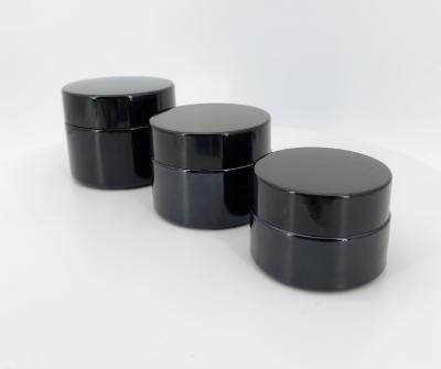 China Cosmetic Material 20g 30g 50g Natural Black Glass Wide Mouth Container Cream Jar With Black Lid for sale