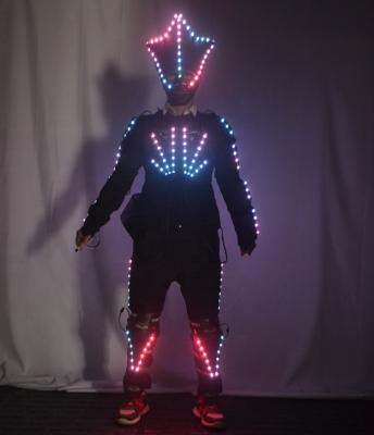 China Creative Christmas Future Technology Stage Show LED Mask LED Luminous Armor Clothing Nightclub Bar Performance Armor Costume Sets New for sale