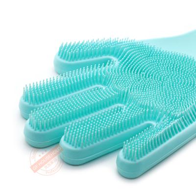 China Magic Heat Resistant Silicone Cleaning Gloves With Washing Scrubber for sale