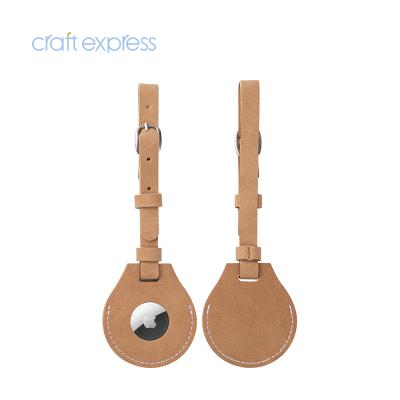 China Bestsub Express Craft Brown Sublimation Blanks PU Airtag Holder Leather Bag Luggage Tag Personalize for sale