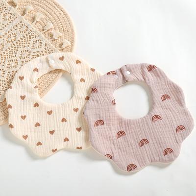 China 2022 Wholesale Washable Saliva Towel Cotton 6 Layers Saliva Towel Bibs Petal Muslin Cotton Can Rotate 360 Degree Bib Newborn Baby Anti for sale