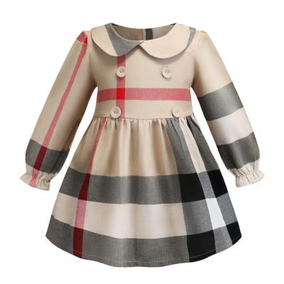 China Breathable made in china autumn children plaid dress long sleeve plaid dress england style boutique kids dress for sale