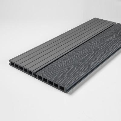 China BEST Selling Modern Gray Pool Wrapped Cavity 3D Embossing New Outdoor WPC Wood Plastic Decking for sale
