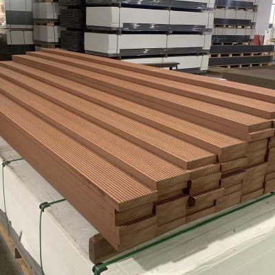 China Modern Recyclable WPC Solid Wood Panel Deck Plastic Composite Deck Grooved Solid Wood Eco Friendly Outdoor Flooring for sale