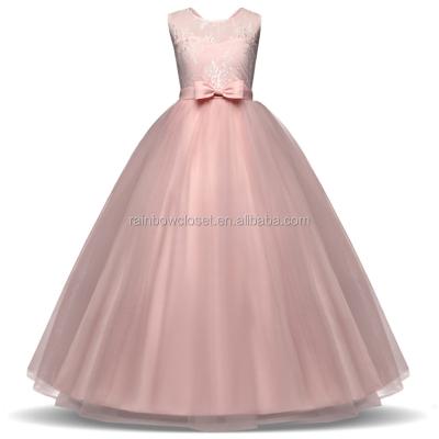 China Girls Maxi Length Dress Wholesale Pink Lace Sleeveless Formal Dress Dress for sale