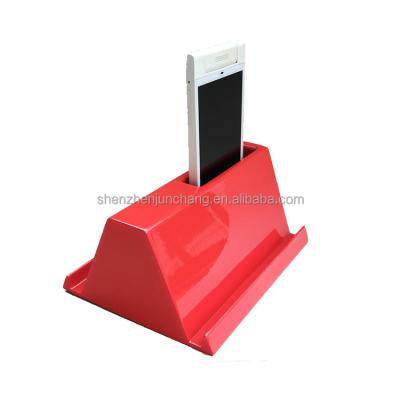 China Prismatic special creative advertising triangle pyramid side use anti-corrosion mobile phone promotional bracket with card pen for sale