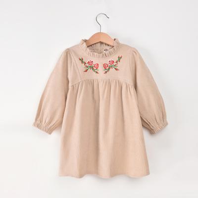 China Viable Girls Short One Sleeve Dress Infants Girls Embroidery Princess Corduroy Long Dresses for sale