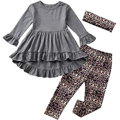China Boutique 3pcs Toddler Kids Baby Formal Ruffle Top Dress Pants Legging Outfits Clothes Baby Clothes for sale