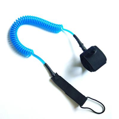 China Safety Felxible Blue Coiled SUP Leash With Webbing Strap / Band for sale