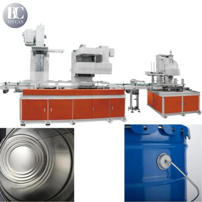 China Automatic 10L Pail Making Machine Chemical Paint Cans Equipment 30cpm Flanging Expanding Sealing Combinated for sale