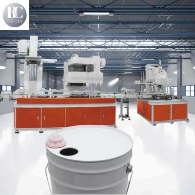 China 30cpm Pail Making Machine Automatic Can Flanging And Beading With Cover Sealing Station for sale