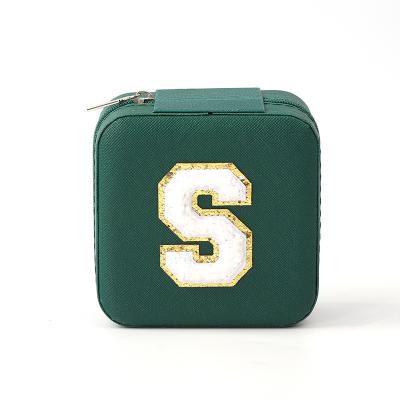 China Schmuck Geschenk-Speicherbox Custom Portable Kleines Leder Dunkelgrün Schmuck-Organisator Schmuck-Speicherbox zu verkaufen